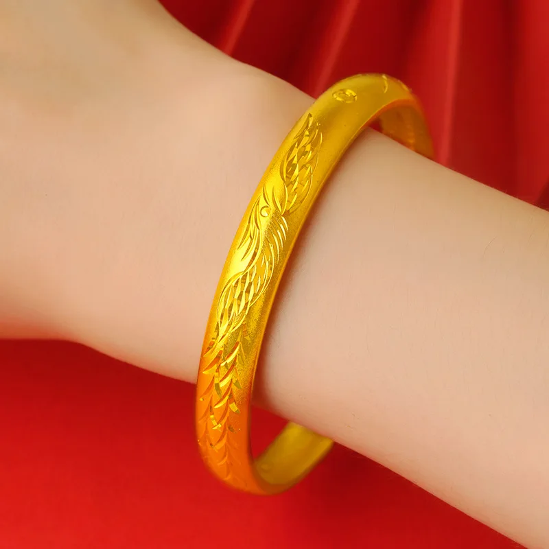 QEENKISS Gold Vintage Phoenix Dragon Bangle Bracelet For Women Wedding Party Birthday Christmas Bride Ladies Mother Gifts BT5203