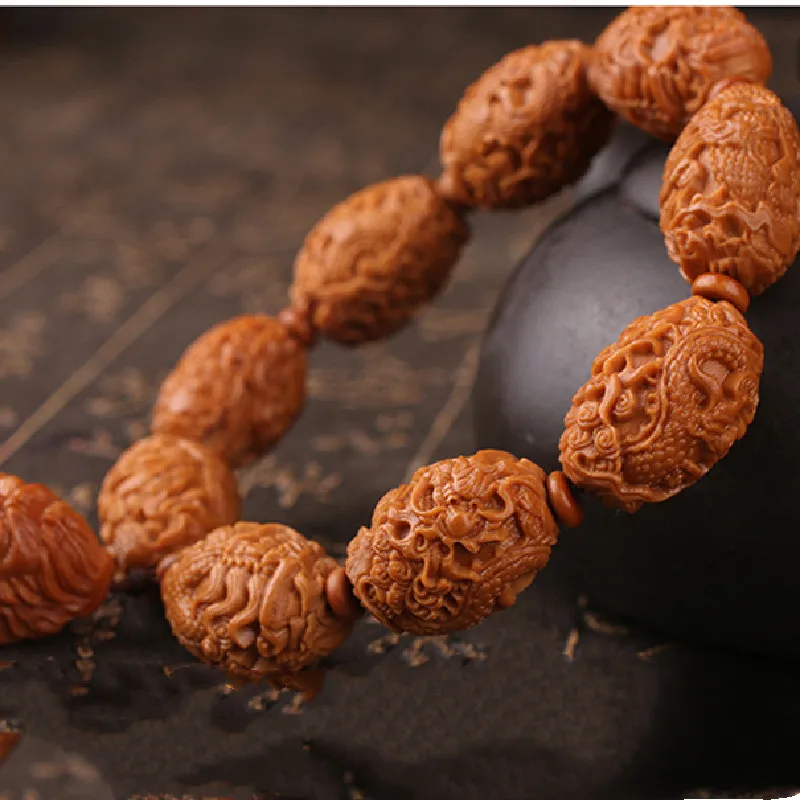 Natural Olive Pit Hand-Carved Wenwan Bracelet Kowloon Men's And Women's Jewelry