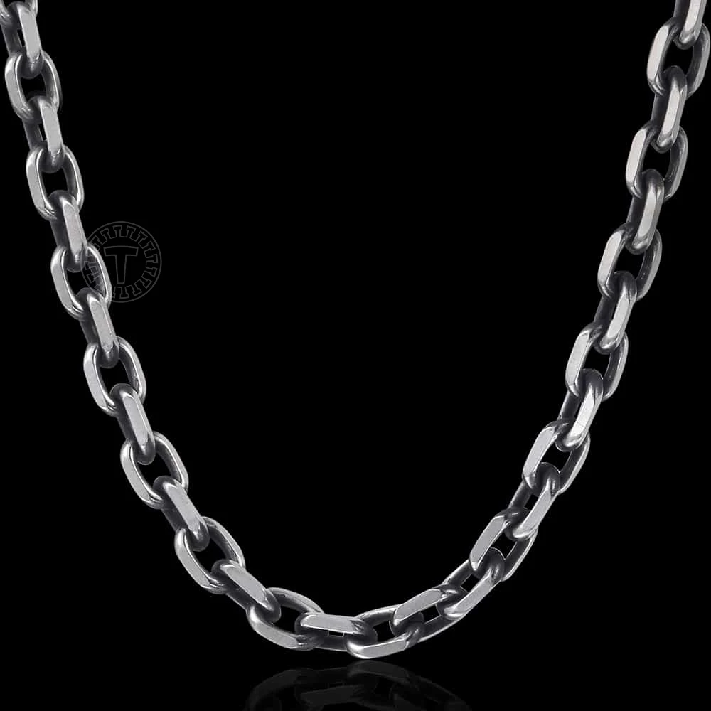 Davieslee Cut Cable Chain Necklace for Men Stainless Steel Gunmetal Tone Mens Necklaces Chains Fashion Jewelry Gift 6mm DKN498