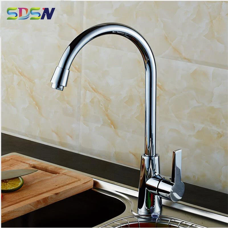 Kitchen Mixer Tap SDSN Polished Chrome Kitchen Sink Mixer Tap Quality Copper Alloy Kitchen Faucet Hot Cold Kitchen Mixer Faucets