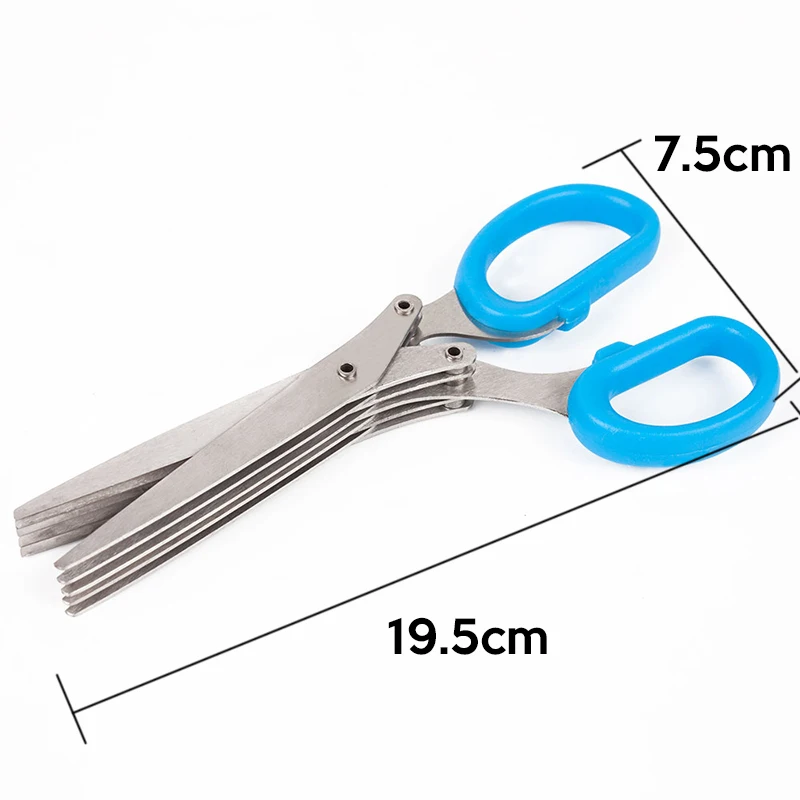 Multifunctionele Muti Lagen Rvs Messen Multi-Lagen Keuken Schaar Scallion Cutter Kruid Laver Kruiden Cook Tool Cut