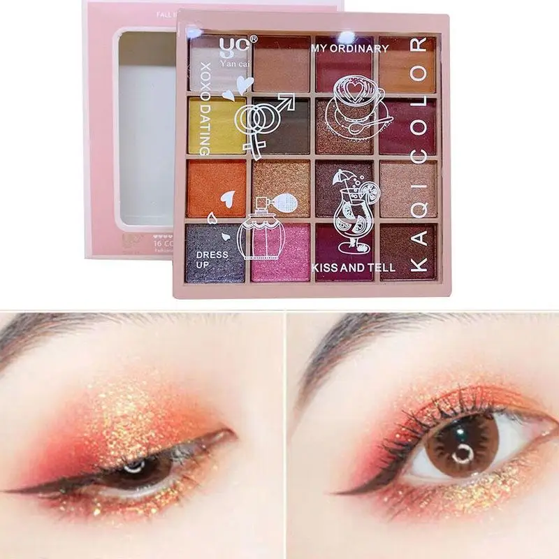 16 Colors Glitter Eyeshadow Palette New Shimmer Eye Make Up Waterproof Diamond Shadows Palette Cute Glitter Eyeshadow Pallete