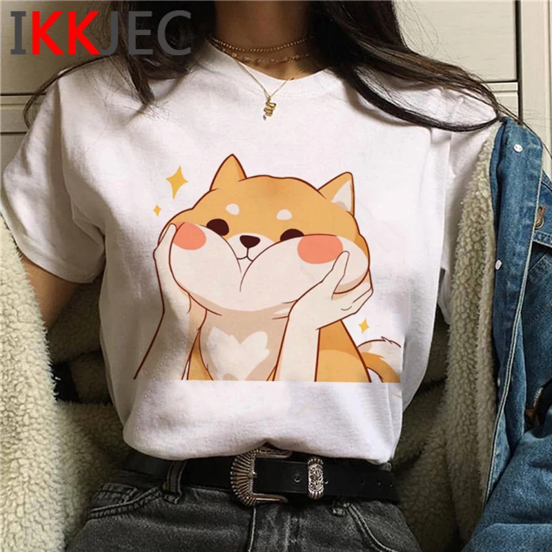 Cute Shiba Inu Doge top tees t shirt women 2021 couple  harajuku summer top 