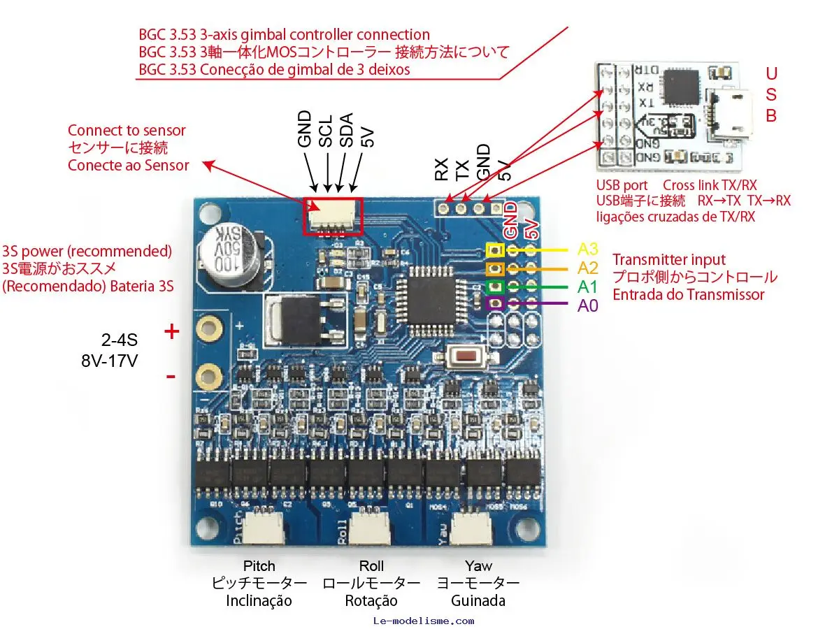 AlexMos BGC 3.53 3-axis Firmware Simplebgc Brushless Gimbal Controller w/IMU for  EVVGC FPV Gimbal PITCH ROLL YAW control