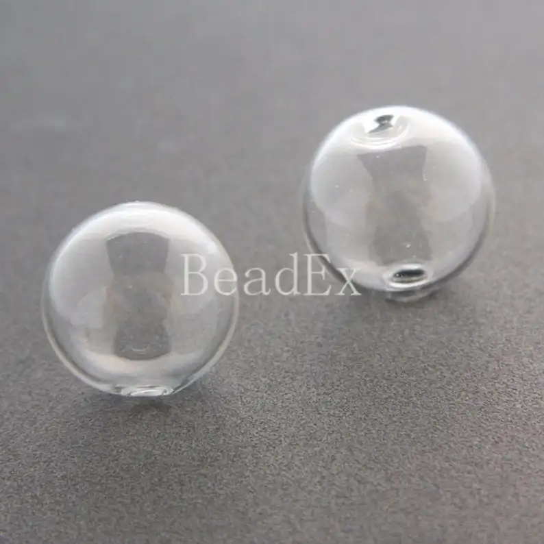 4 Pieces Hand Blown Hollow Glass Beads With Regular 2 Holes (18H17H)