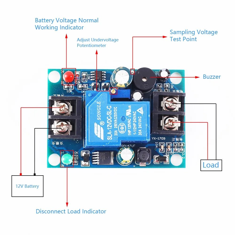 Over-discharge Low Voltage Disconnect Cut Off Board Battery Charger Protection 10A 5V 12V 24V 48V AC 220V UPS Switching Module