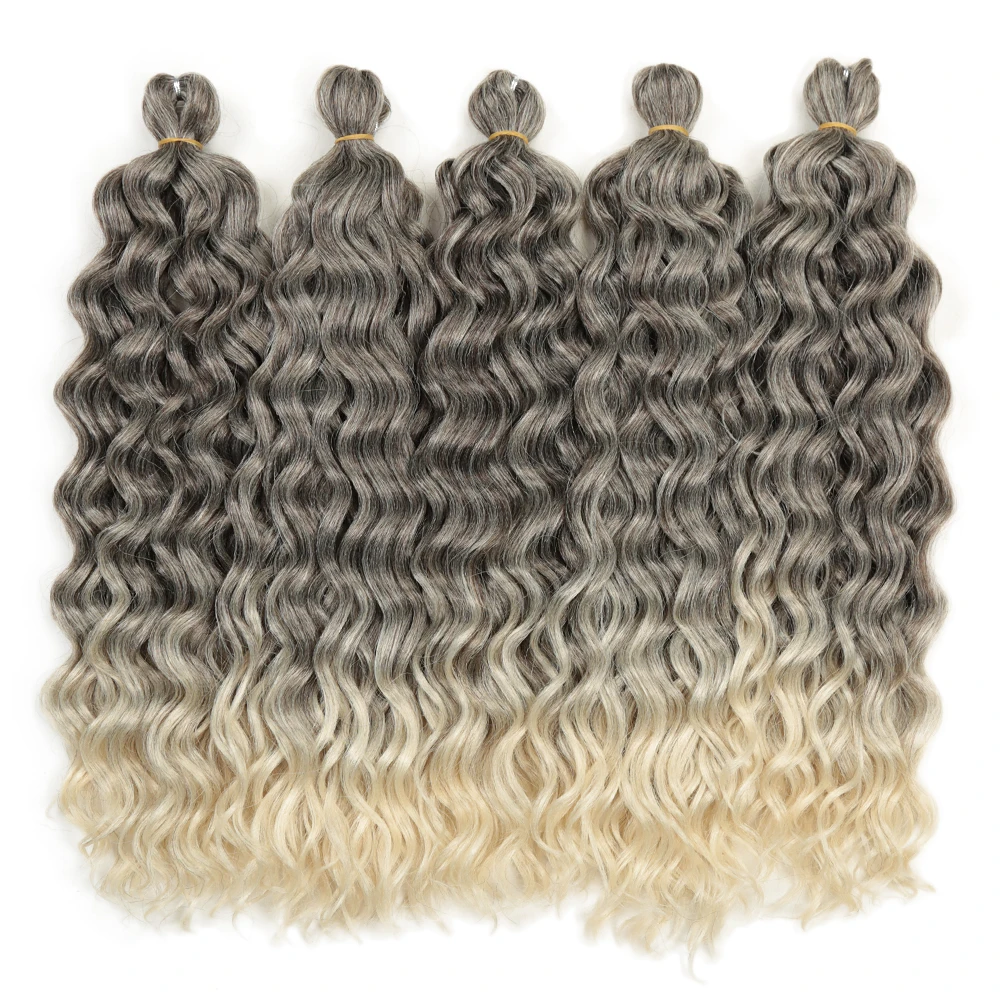 18-24 Inch Ocean Wave Crochet Braid Hair Hawaii Afro Curls Natural Synthetic Braiding Hair Extensions Pink 613 Hair Expo City