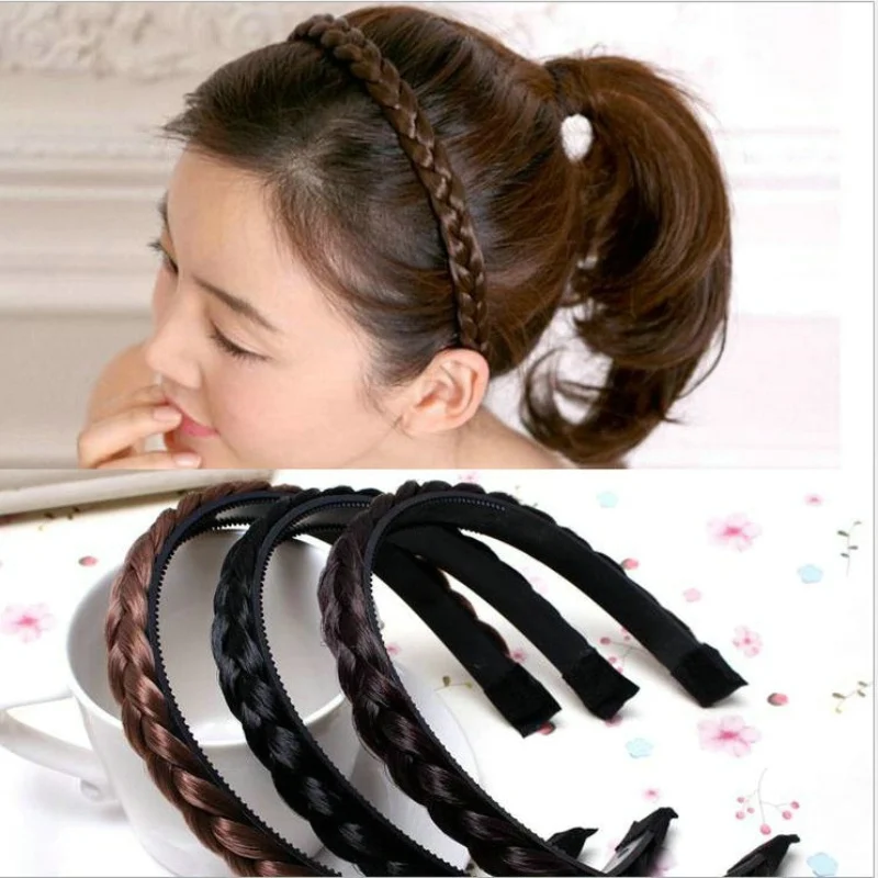 Korean High Simulation Braid Headband Plastic Tooth Plaited Braided Cute Girl Women Wedding Festival Hair Accessories 2 Pcs/Lot