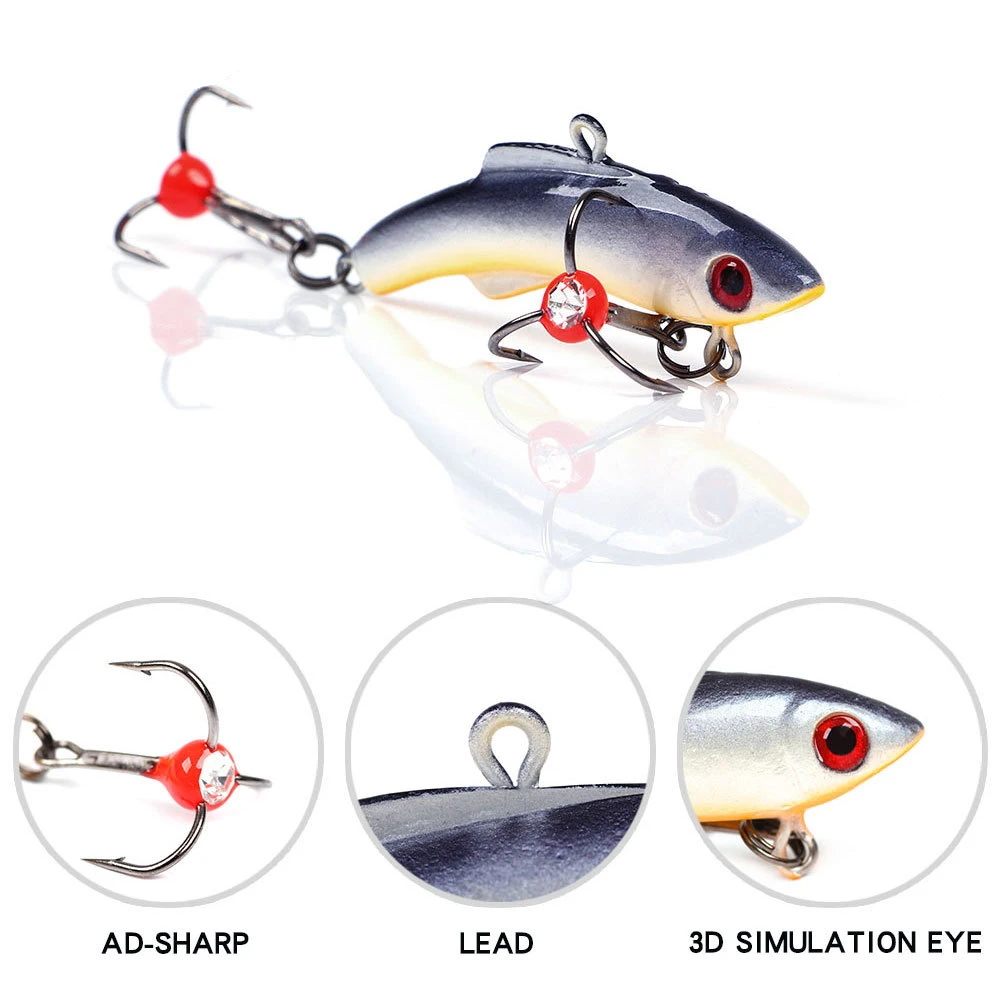 1PC 50mm/20g Ice Fishing Lures With 2 Treble Hooks Artificial Fishing Hard Bait воблеры для рыбалки iscas artificiais para pesca