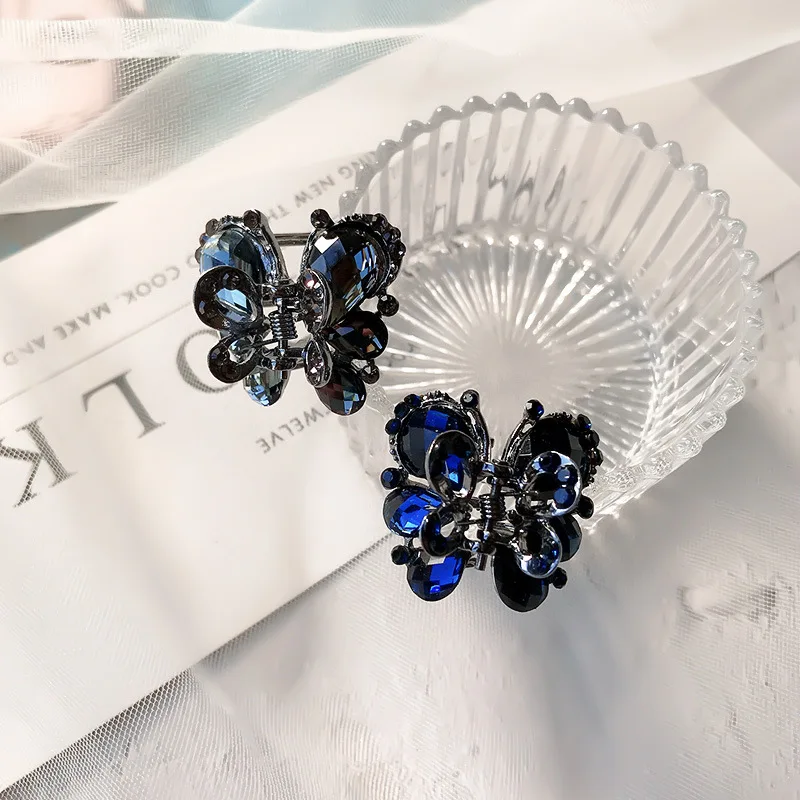 Hair Clip for Women Retro Black Crystal Bow Hair Ornament Light Luxury Compact  Hair Accessories Jewelry Wholesale