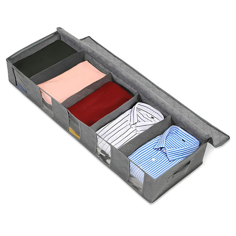 Non-Woven Folding Clothes Storage Box, Divider Organizer, Family Save Space, Bed Under Closet, Quilt Bag Holder