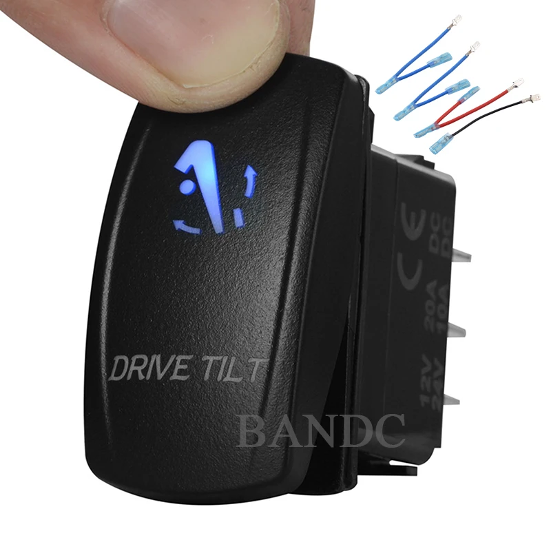 DRIVE TILT Rocker Switch Laser-Etched 7P (On)-Off-(On) DPDT for Car Boat Truck Carling ARB RV,Led Lights，Jumper Wires Set