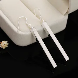 925 Sterling Silver Rectangle Geometry Dangle Earrings For Women Fashion Drop Earrings Luxury Jewelry Everything