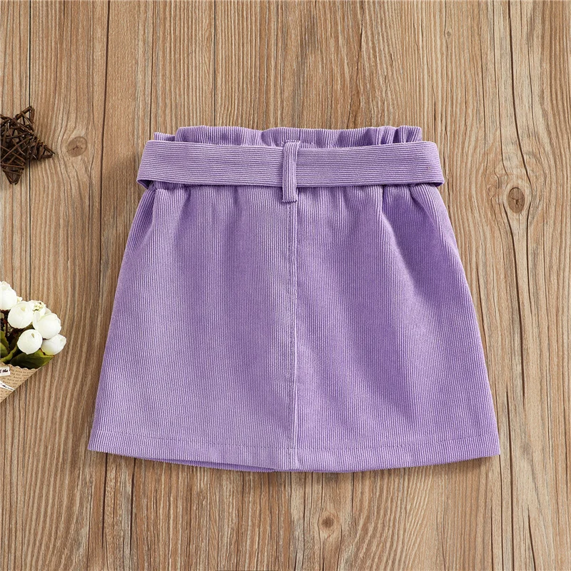 Blotona Newborn Baby Girls Fashion Mini A-line Skirt Children Stylish Solid Color Corduroy Skirt for Party Daily Wear 1-6Years