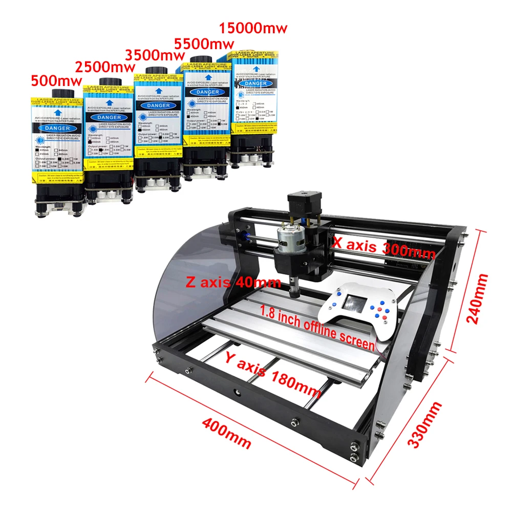 3018Pro Max macchina per incisione Laser CNC potenza 0.5W-15W Router a 3 assi MINI incisore Laser per la lavorazione del legno fai da te con