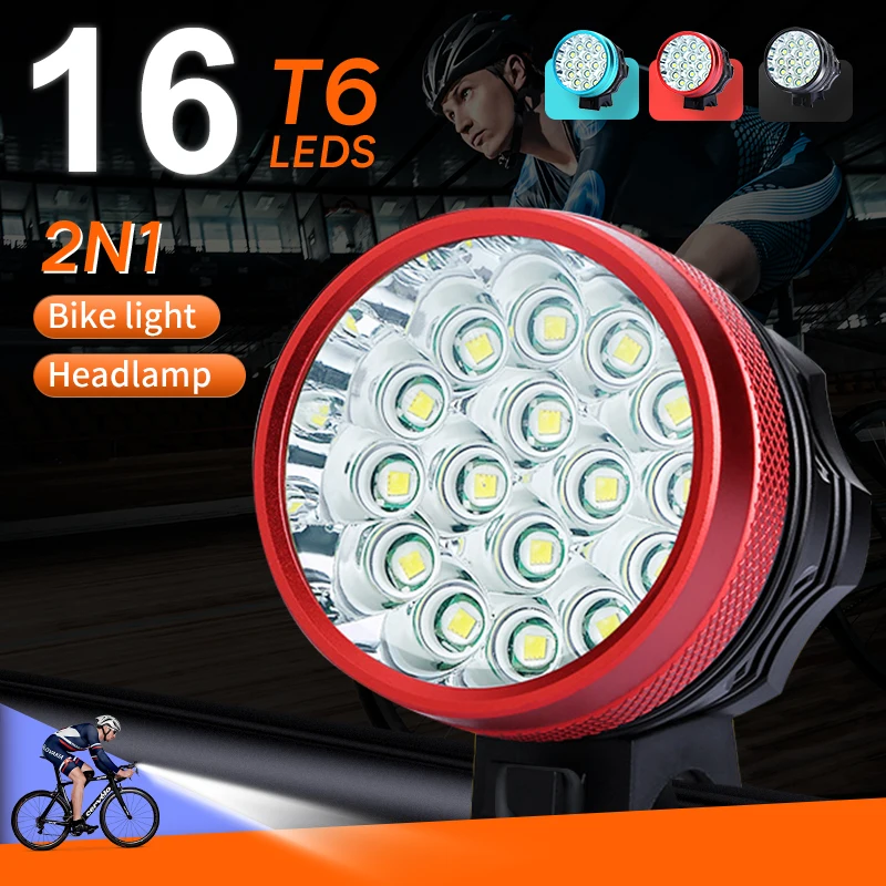 16*T6 LED Bicycle Light Front Set Headlight Waterproof Lantern For Bike Flashlight Handlebar Headlamp Rechargeable MTB Cycling