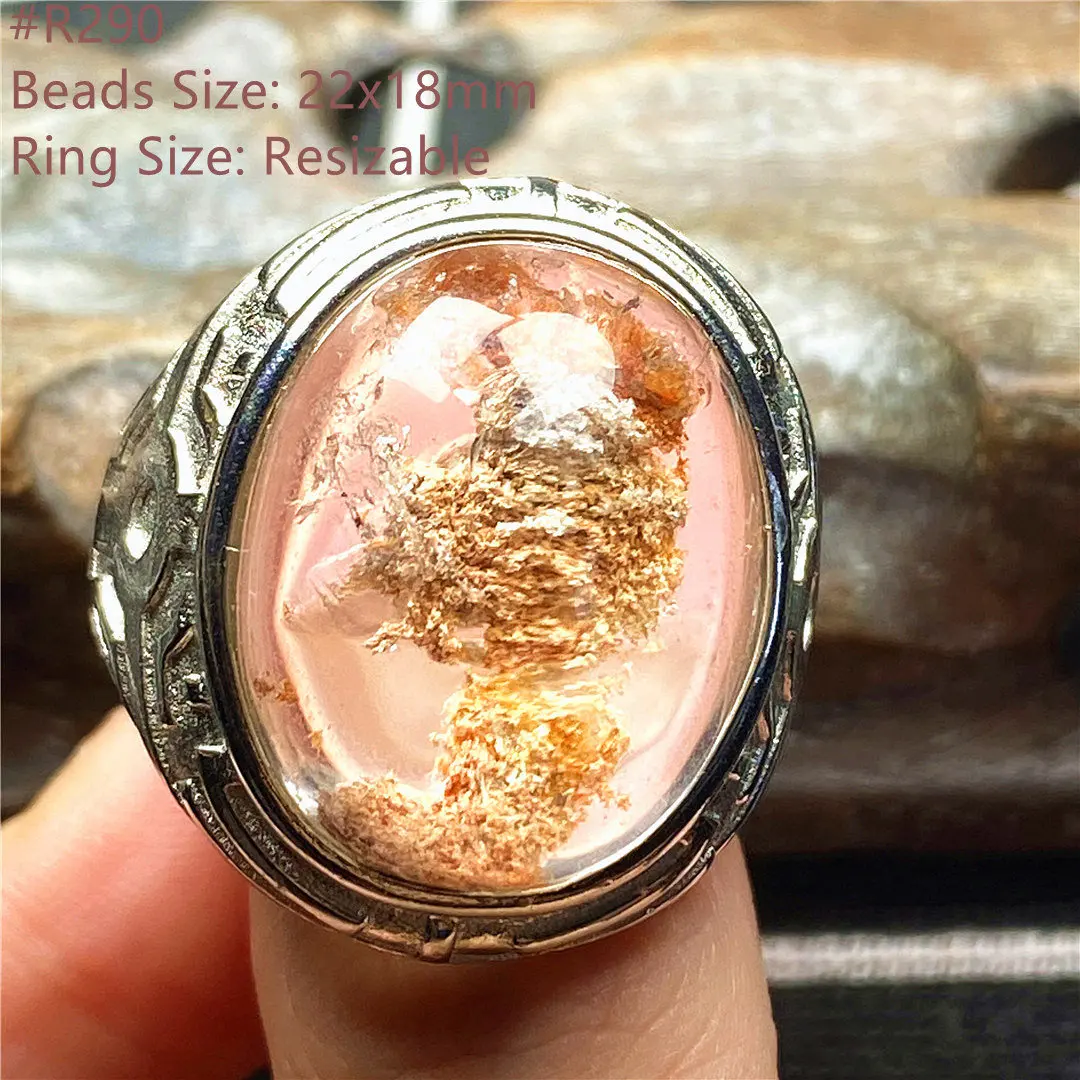 Top Natural Phantom Quartz Crystal Ring Jewelry For Man Love Luck Oval Gift 22X18mm Beads Stone Gemstone Adjustable Ring AAAAA