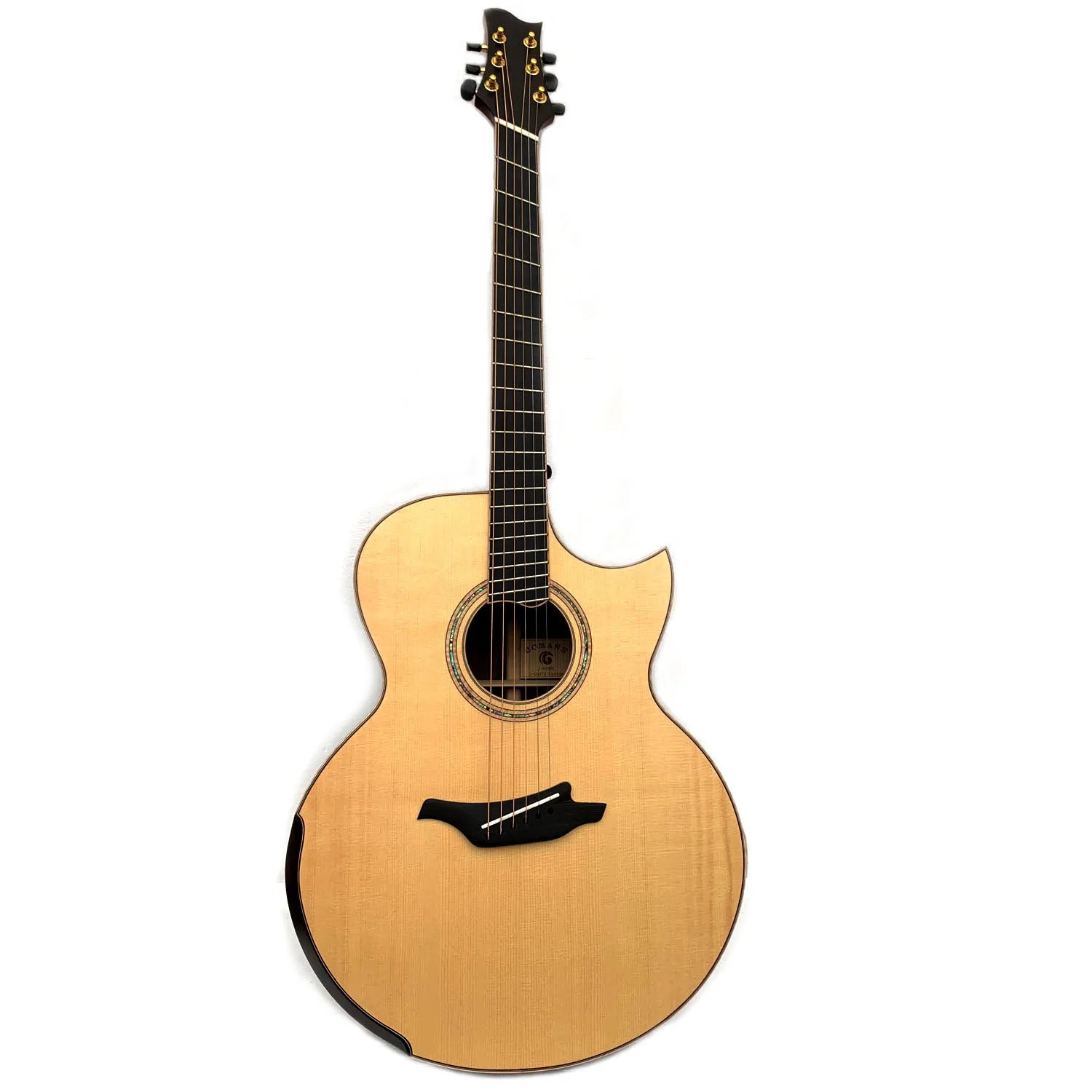 

New brand acoustic jumbo guitar with fanned frets by handcraft with bag