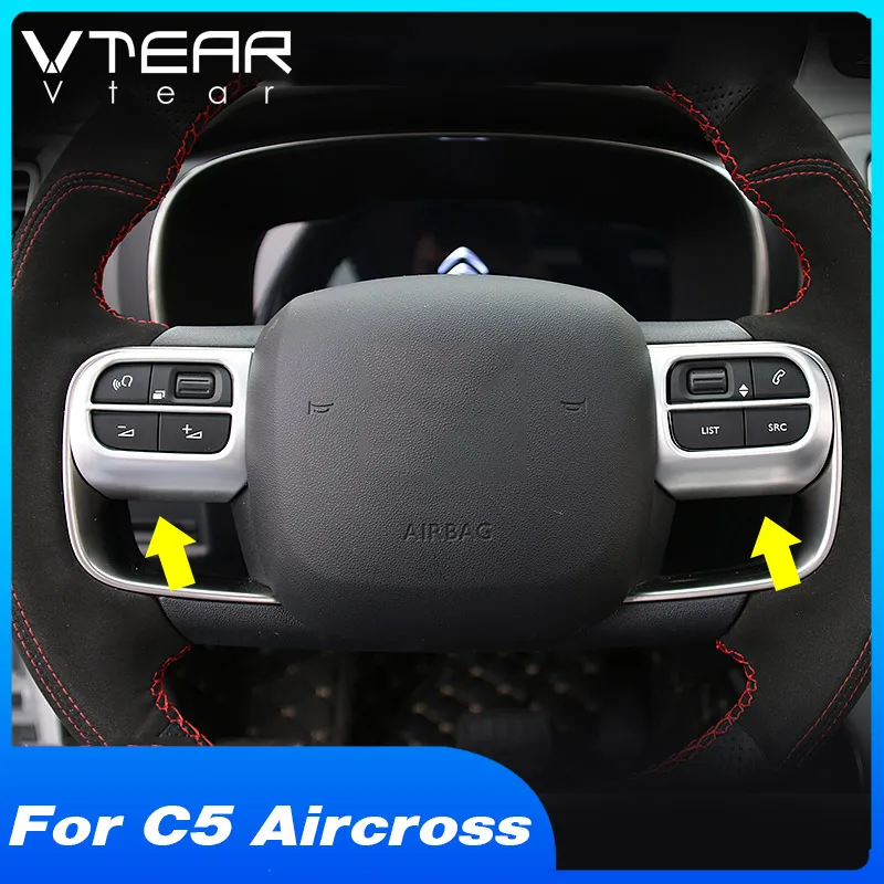 

Vtear Car Steering Wheel Button Trim Cover Sticker Interior Mouldings Panel Auto Accessories Parts For Citroen C5 Aircross 2021