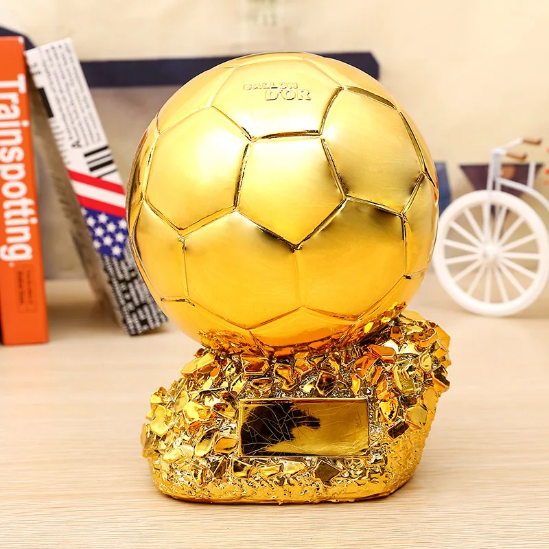 25cm Football Golden Ball Trophy Competition Champion Resin Player Souvenir Replica Handicraft Home Decoration Collection