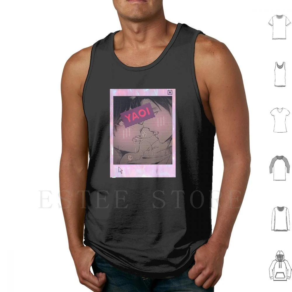 Yaoi Boy Sloppy Kiss Edit Tank Tops Vest Cotton Yaoi Hentai Stud Guy Hot Funny Anime Manga Man Cute Fun Cool Shounen Doujinshi