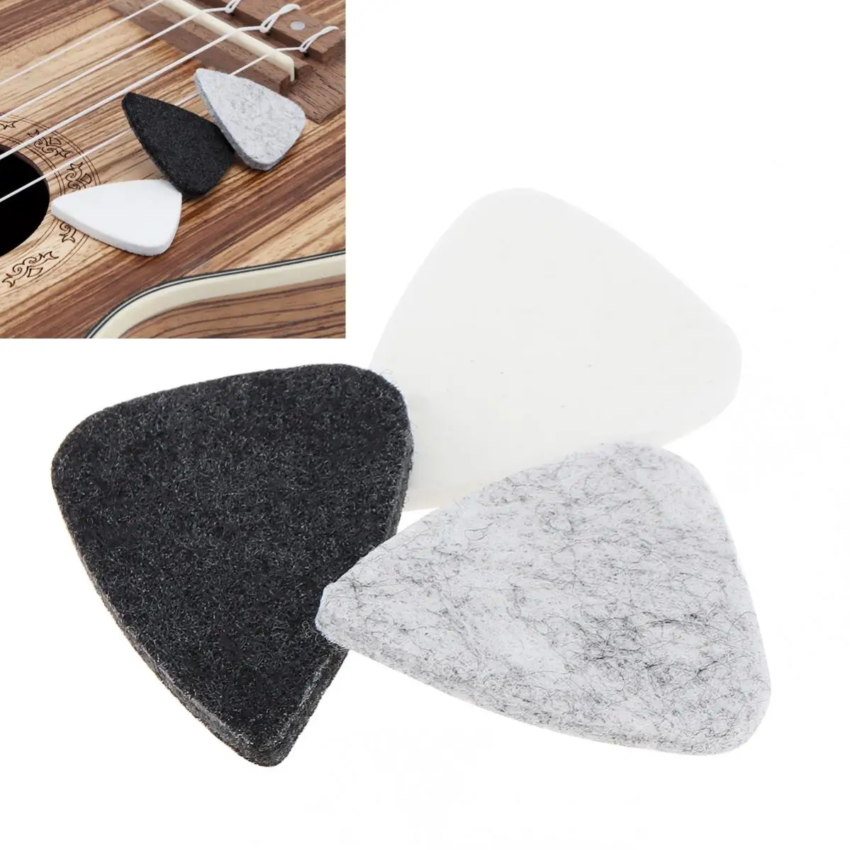 2 Piece 30mm x 25mm Soft Felt Ukulele Electric Guitar Pick Plectrum for Concert Soprano Tenor Ukulele 21 23 26