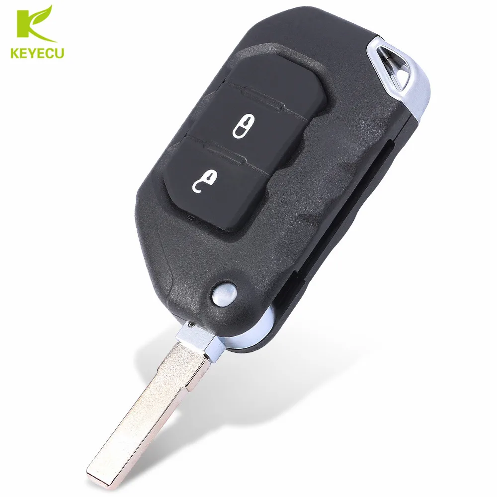 KEYECU Replacement Uncut Flip SMART KEYLESS PROXIMITY REMOTE Key Shell Case FOB 2 Buttons for Jeep Wrangler JL JLU 2018+