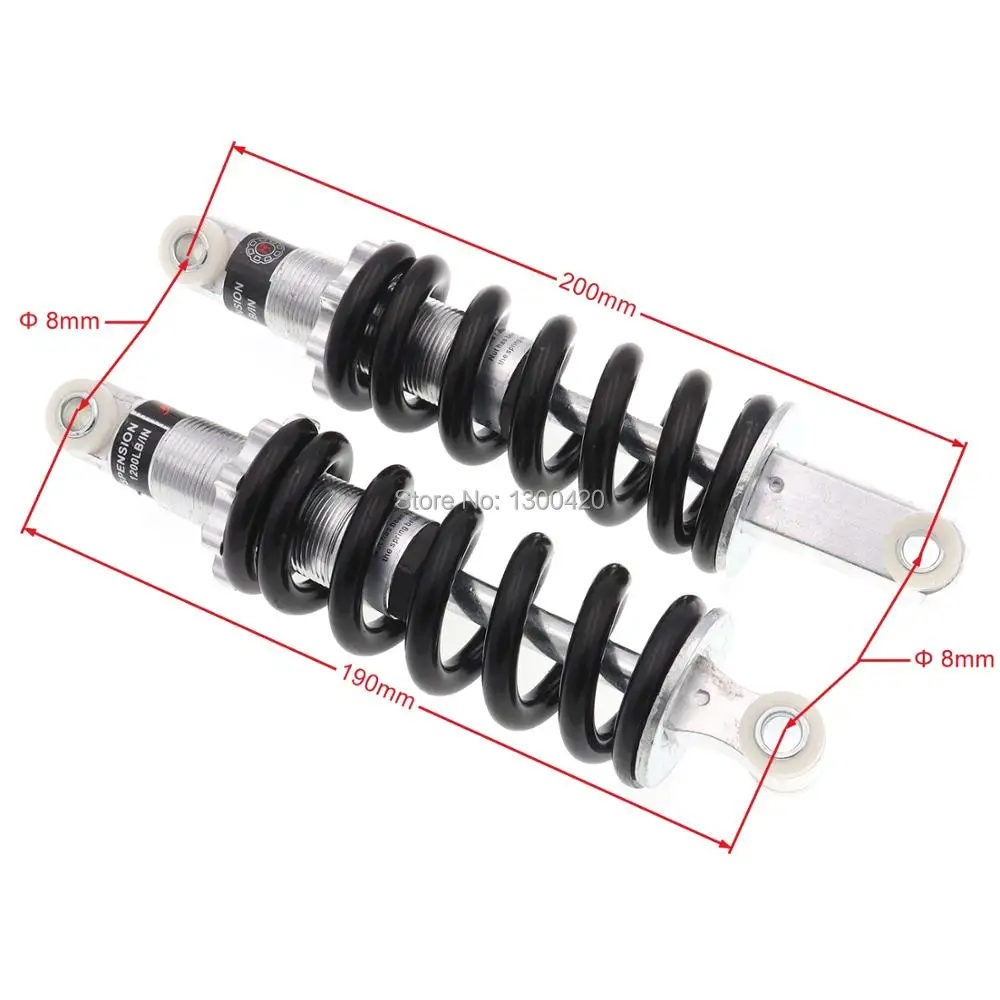 Black 8mm Length 190mm 200mm Front and Rear Shock Absorbers for 49cc Motorcycle Mini Motor