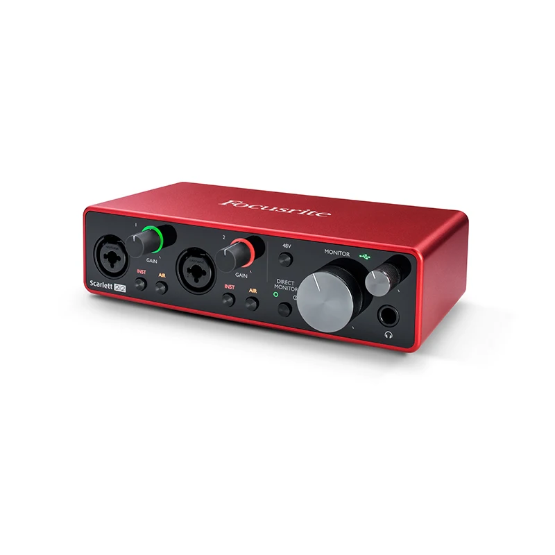 Focusrite Scarlett 2i2 الجيل الثالث بطاقة الصوت ميكروفون preamp اثنين من مدخلات الخط المتوازن، مناسبة لتوصيل مستوى الخط