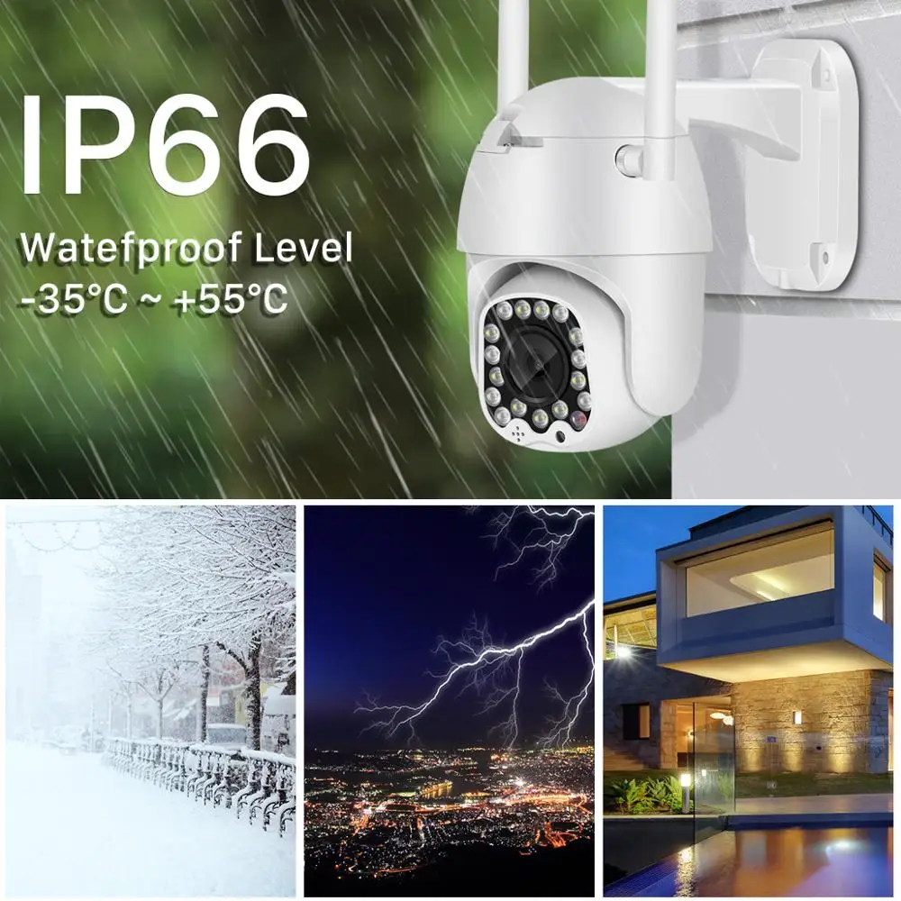 New Cloud 1080P Wifi PTZ Camera Outdoor 2MP Auto Tracking CCTV Home Security IP Camera 4X Digital Zoom Speed Dome Camera Siren