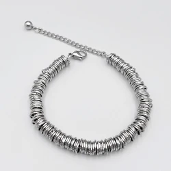 Multi Layer Round Circle Stainless Steel Bracelet for Women Silver Color Wheat Box Chain Bangle Bracelet Jewelry Bracelet 18+5cm