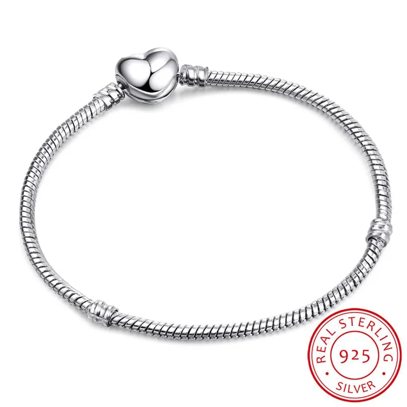 Lose Money Sale Original Handmade Bracelet DIY Jewelry 925 Sterling Silver Snake Chain Bracelets for women Heart Clasp Making