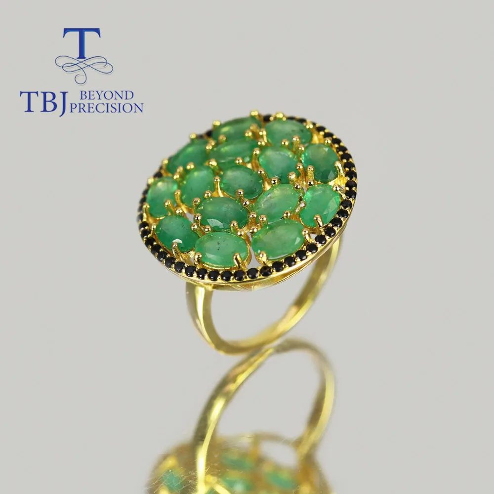 TBJ,Luxury Natural zambia Emerald oval 4*6mm big Ring 925 sterling silver Women's fine Jewelry Engagement anniversary gift