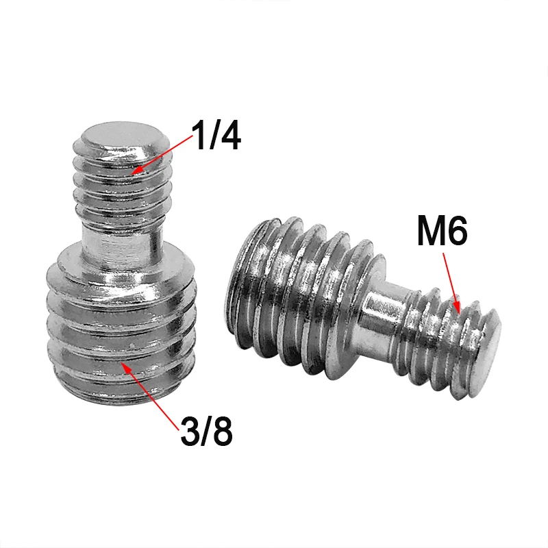 

Quick Release Screw 3/8 to M6 1/4 Double Male Screw Adapter Ballhead Monopod Camera Conversion Screw For Light Stand Tripod