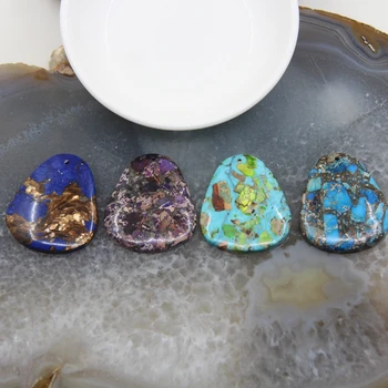 1pcs 제국 벽옥 계란 모양 슬라이스 슬래브 펜던트, 황제 돌 드롭 모양 목걸이 DIY 쥬얼리 선물 만들기 액세서리