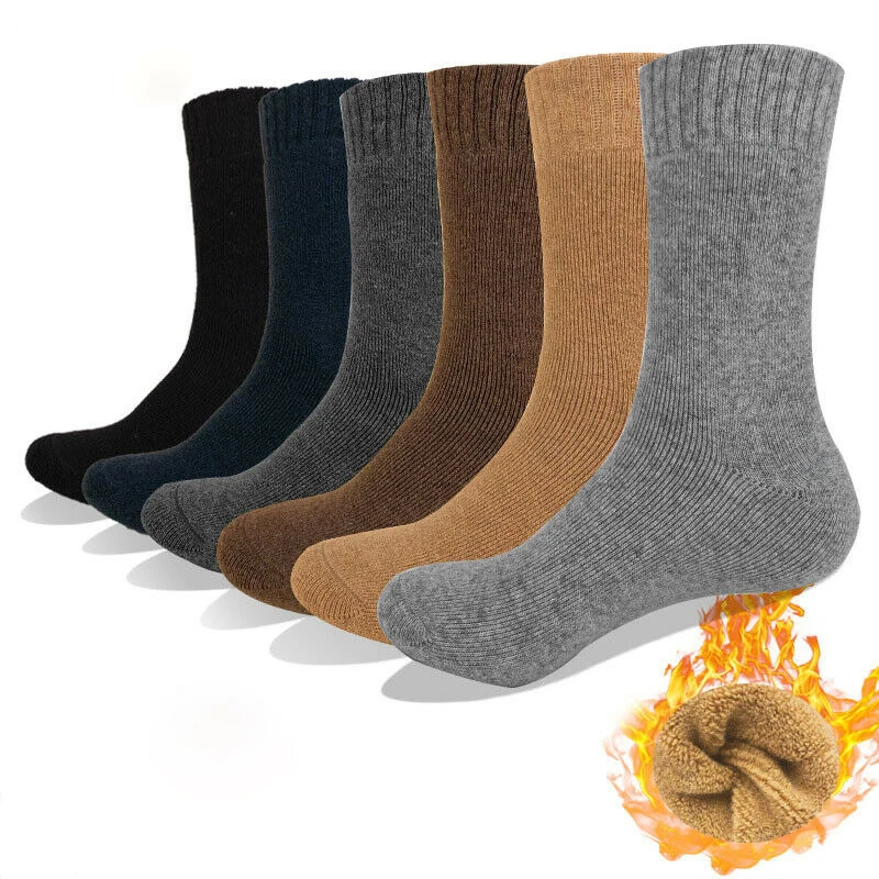 Chaussettes thermiques mi-mollet en cachemire pour hommes et femmes, longues, épaisses, laine, solide, document, chaud, bonneterie, cadeau, haute