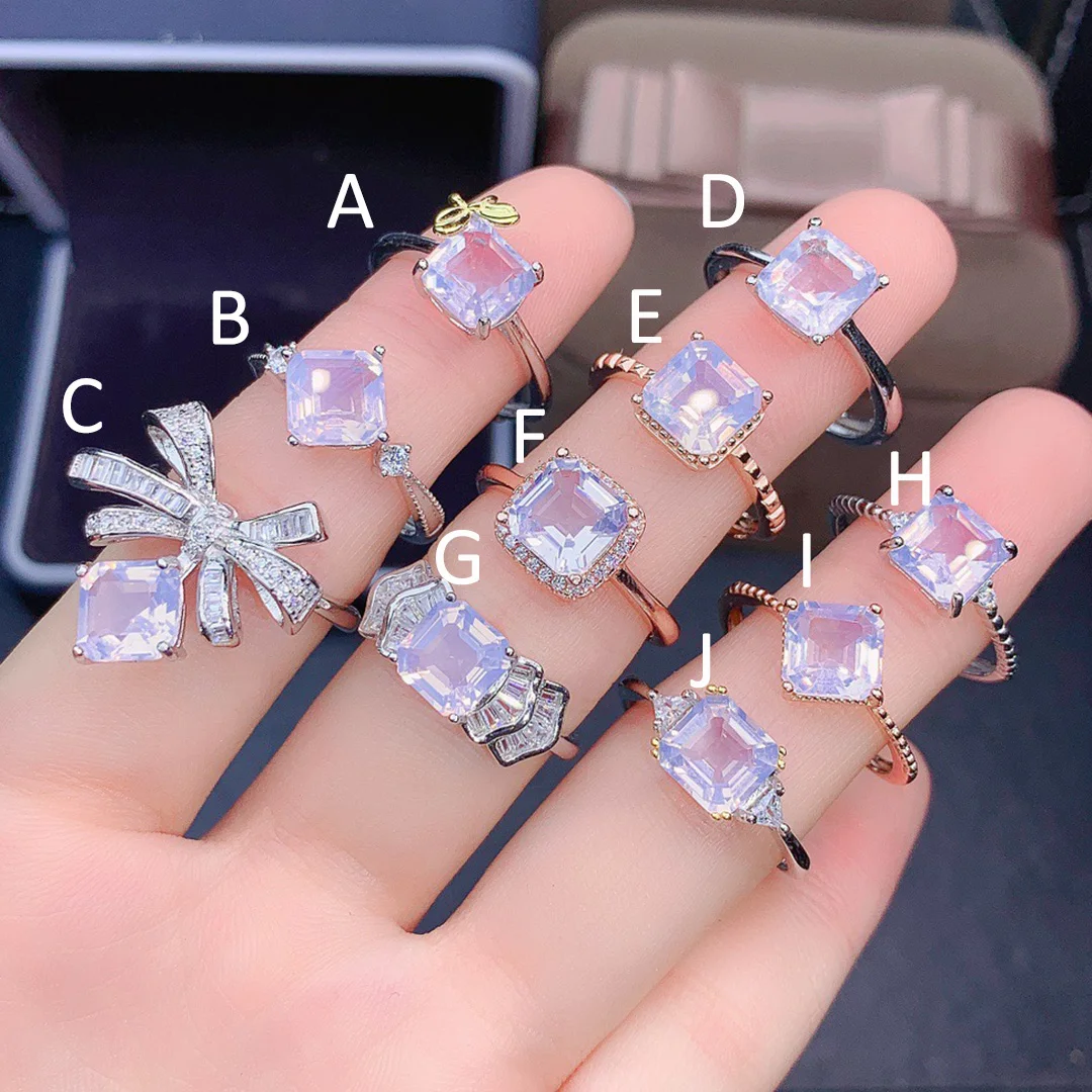 

8x8mm Asscher Lavender Amethyst Ring 925 Sterling Silver Engagement Band Rings Natural Genuine Jewelry For Women Party Gift