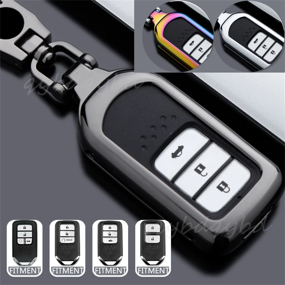 Metal+TPU Car Key Case Fob Cover Protector Holder Auto Accessories Keychain Shell For Honda Accord Civic CR-V Jazz Crosstour CRV