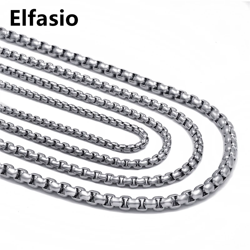 

3mm 4mm 5mm Mens Boys Silver Tone 316L Stainless Steel Box Chain Necklace Jewelry 16"~36"