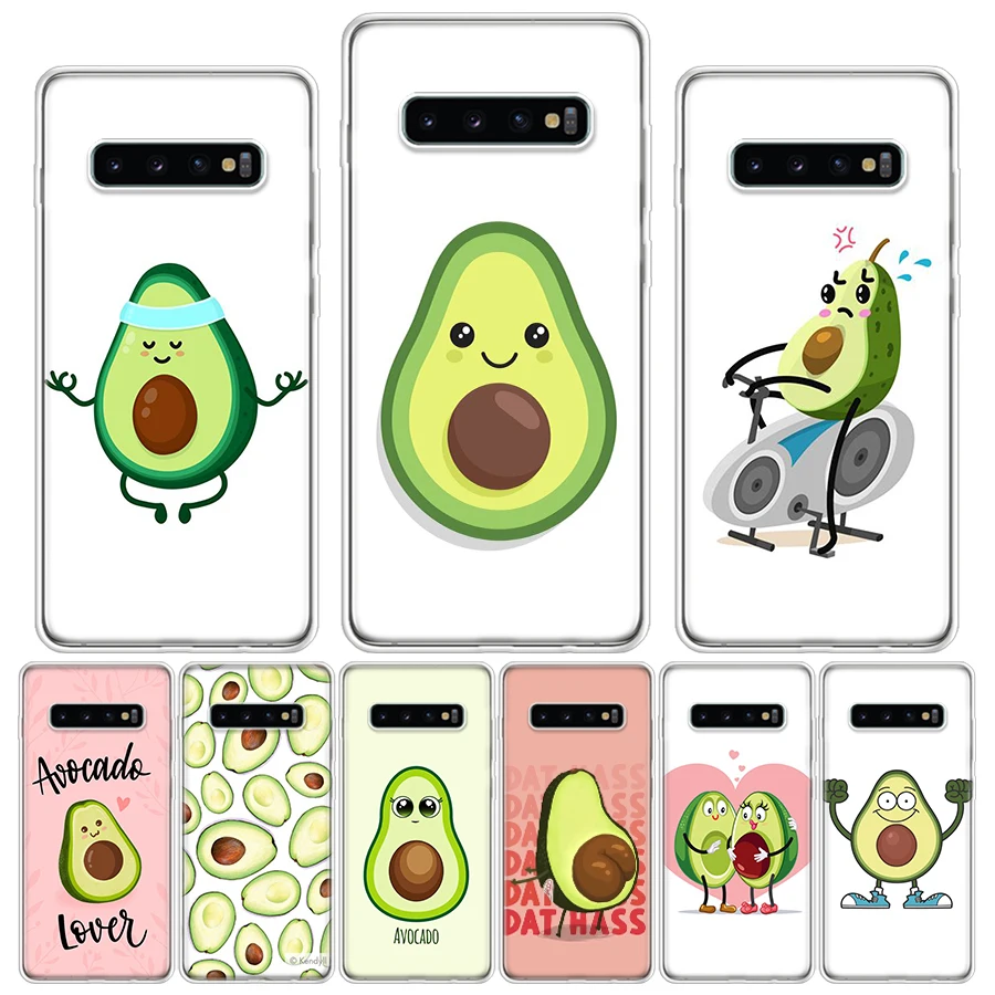 Cartoon Fruit Avocado Phone Case For Samsung Galaxy S21 S20 FE S22 S23 S24 Ultra S10 Plus S9 + S8 S10E Soft Cover Shell Coque