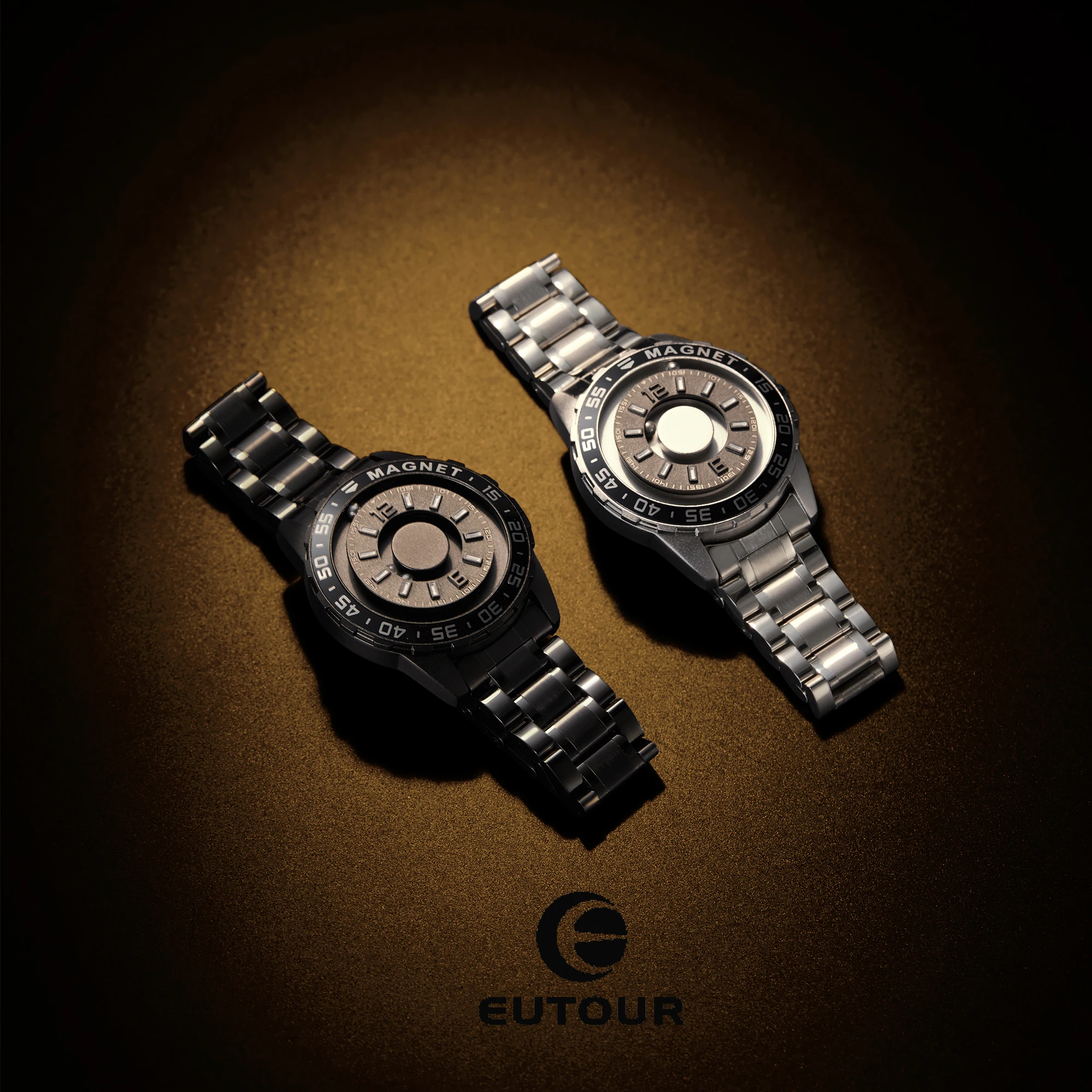 Eutour Nieuwe Heren Magnetische Sport Luxe Eenvoudige Magnetische Waterdichte Quartz Horloge Roestvrij Stalen Band