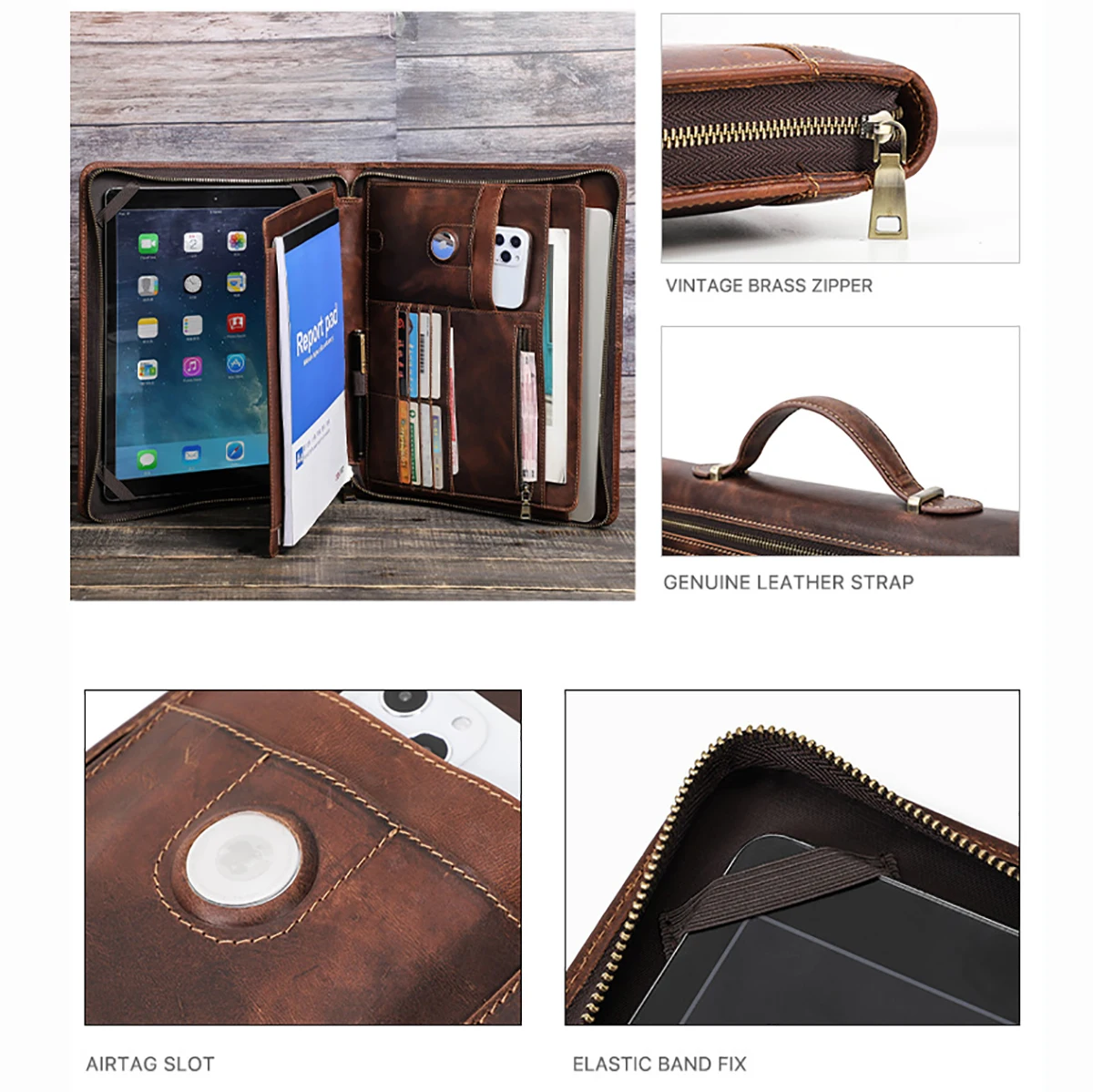 Leather Portfolio For iPad 10th 9th 8th 7th Gen iPad Pro/Air 13 Pro 12.9 11 Cover iPad Air 5 Case Macbook Air Pro 13 Laptop Bag