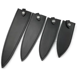 4 Sizes Black First Layer Leather Straight Knife Sheath Cook Chef Knives Cowhide Cover Kitchen Scabbard with Buckle Genuine Real