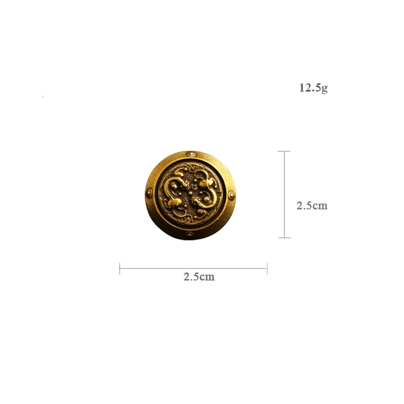 Vintage Handmade Leather Belt Decoration Buckle Brass Double Dragon Playing Bead Luggage Bag DIY Garment Rivet with Screw Buckle