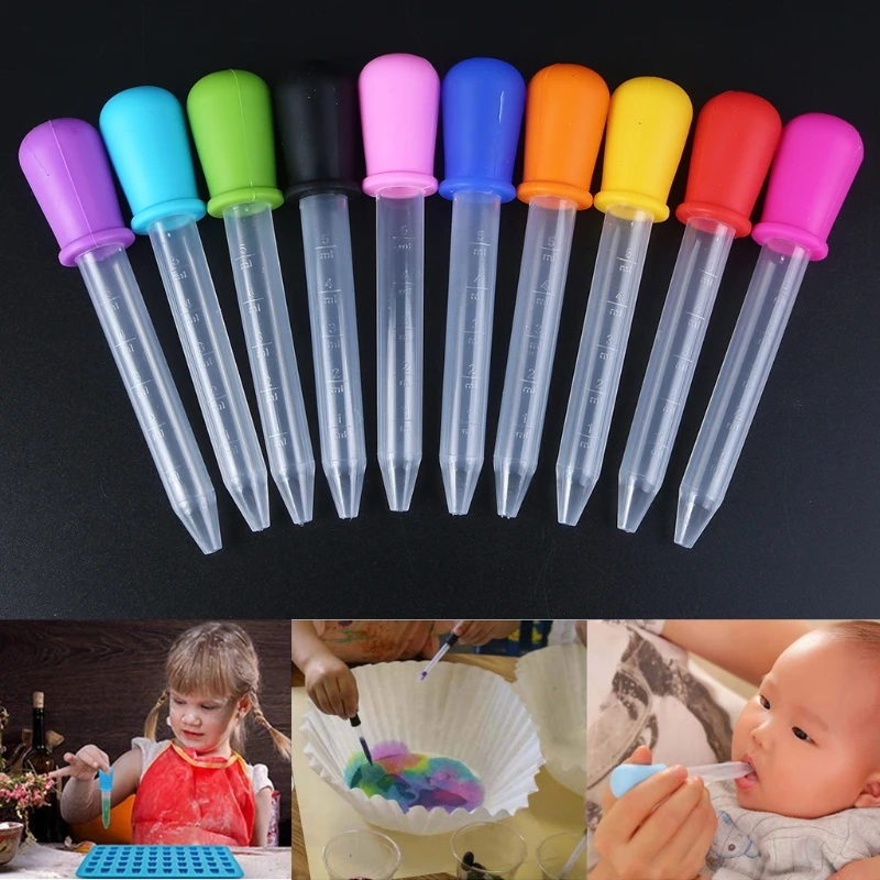 D7YD Pipettes Liquid Droppers for Candy Sweet Kids Kitchen Gummy Mold Crafts 5ml Child Pipettes Dropper Liquid Transfer