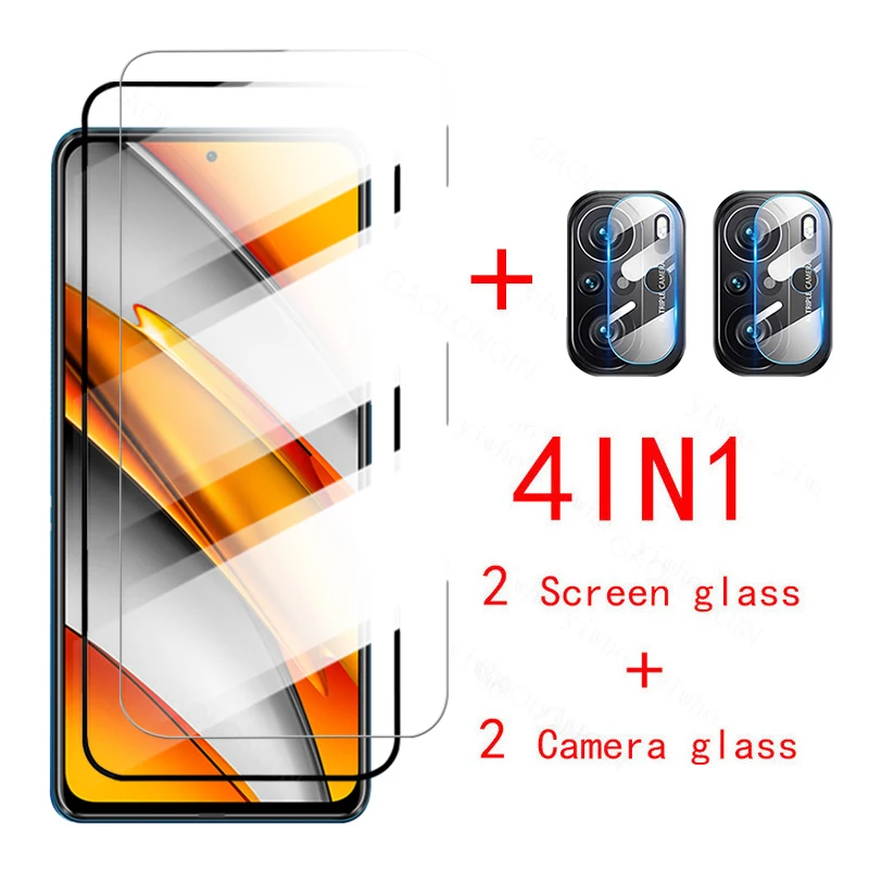 4 in 1 Tempered Glass For Xiaomi Poco F3 X3 Pro NFC Screen Protector Camera Lens Film For Xiaomi Phonepoco pouco little f3 Glass