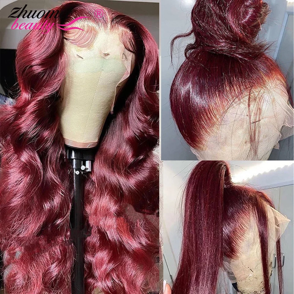 

360 Lace Frontal Wig HD 360 Full Lace Wig Human Hair Pre Plucked 99J Burgundy Lace Front Wig Colored Human Hair Wigs For Women