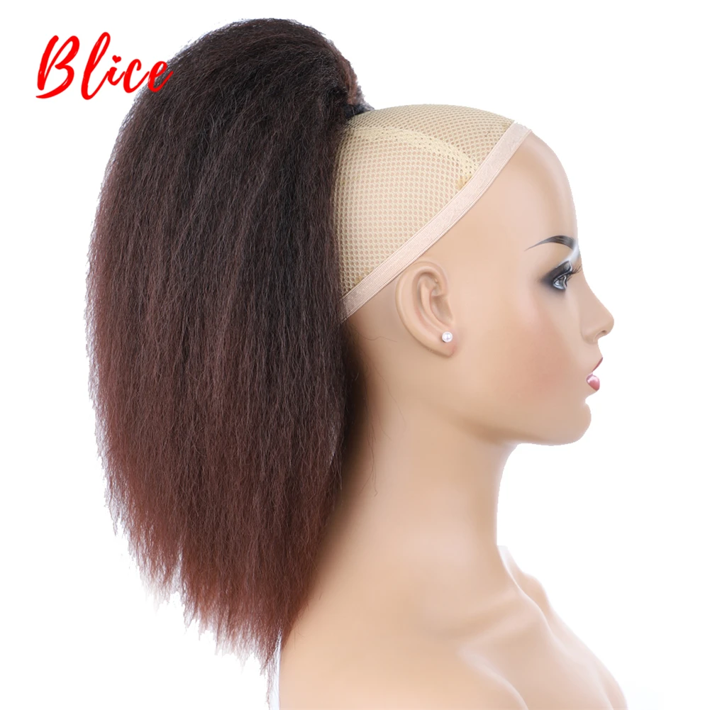 Blice-extensiones de cabello sintético resistente al calor, pelo liso rizado con dos coleteros de plástico, 14 ", 1B/33