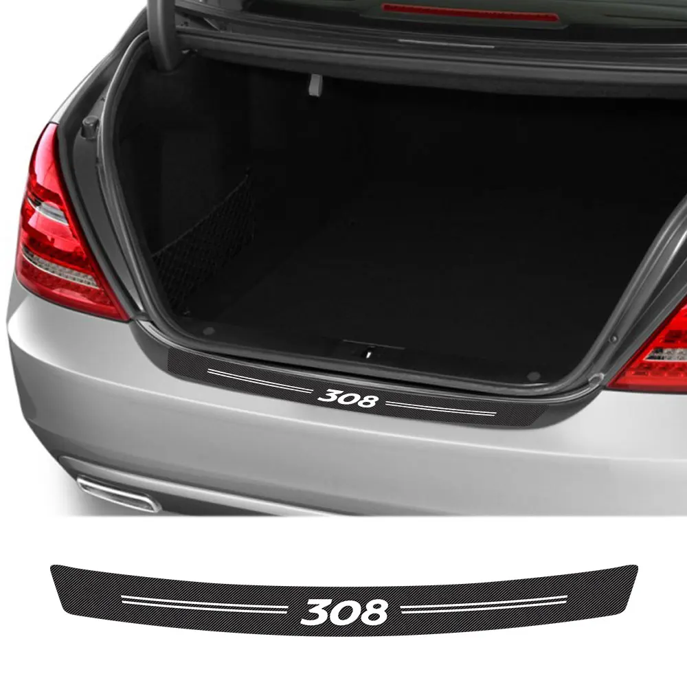 車のリアバンパーステッカー,車のトランクプロテクター,Peugeot 308の保護ステッカー