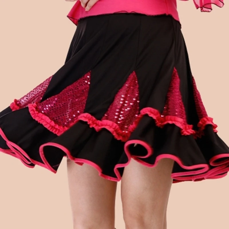 Vrouwen Latin Salsa Tango Rumba Cha Ballroom Dance Rok Groene Heldere Roze Rood Vierkante Wear Voor Vrouwen